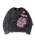 JACKROSE(ジャックローズ) |【The Rolling Stones×JACKROSE】 Lips&Tongue ダメージグランジニット(MENS)