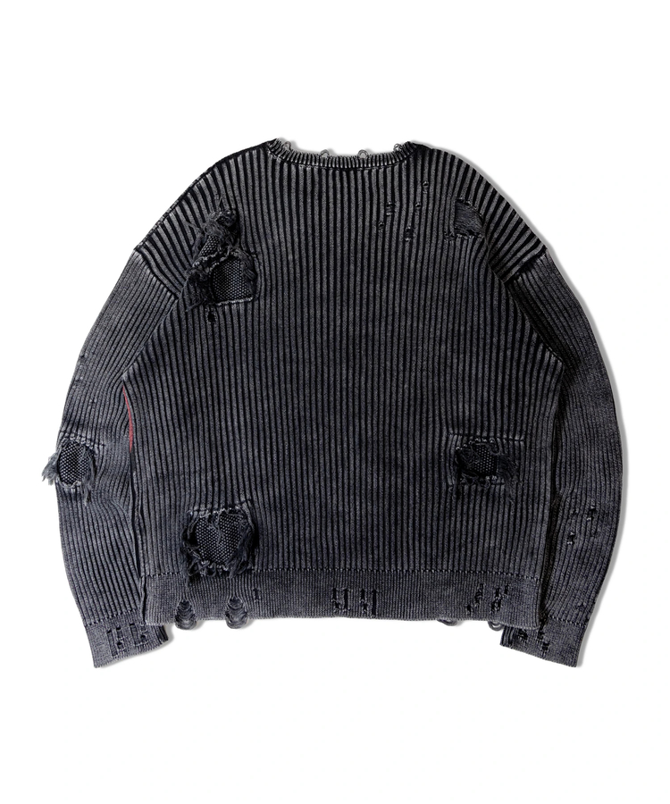 JACKROSE(ジャックローズ) |【The Rolling Stones×JACKROSE】 Lips&Tongue ダメージグランジニット(MENS)