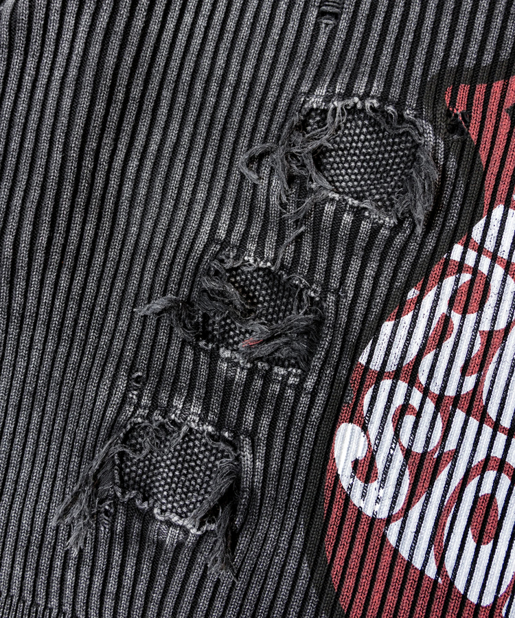 JACKROSE(ジャックローズ) |【The Rolling Stones×JACKROSE】 Lips&Tongue ダメージグランジニット(MENS)