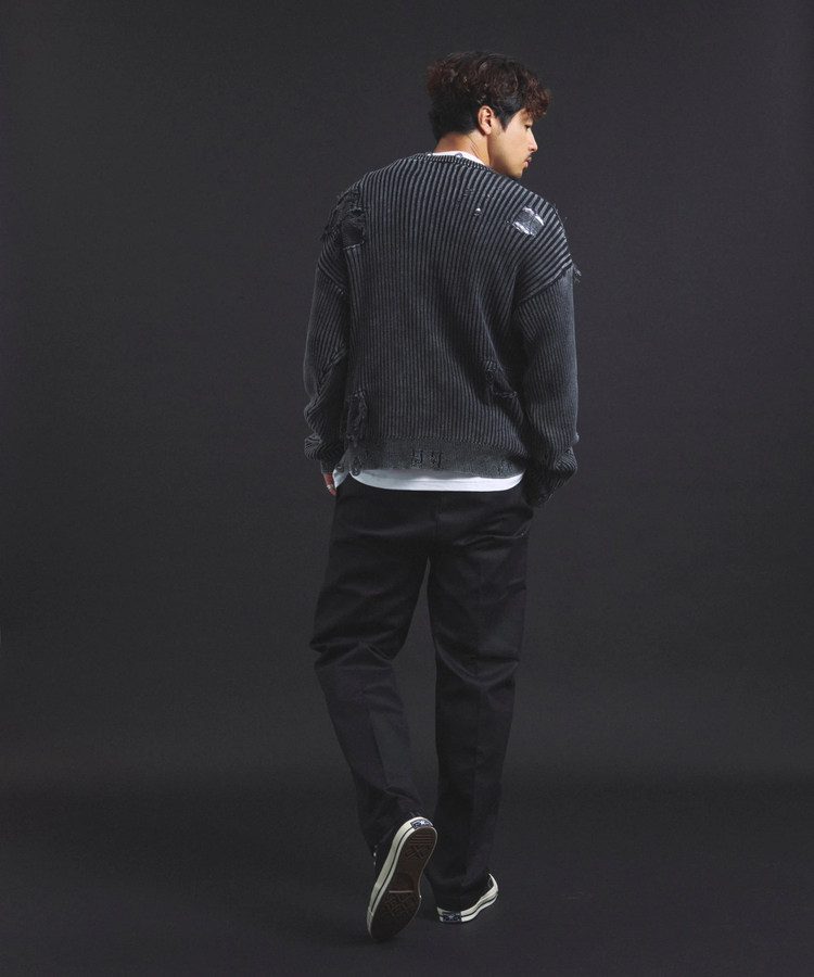 JACKROSE(ジャックローズ) |【The Rolling Stones×JACKROSE】 Lips&Tongue ダメージグランジニット(MENS)