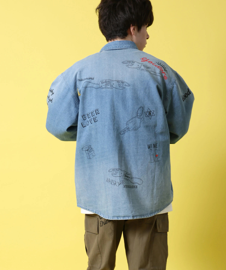 JACKROSE(ジャックローズ) |YOIDORE/酔いどれ ヴィンテージ栓抜きらくがきシャツ LS(MENS)