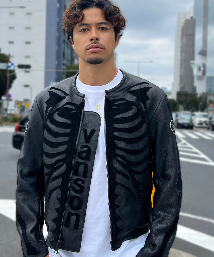 JACKROSE(ジャックローズ) |【VANSON×JACKROSE】BLACK BONE LEATHER JACKET(MENS)