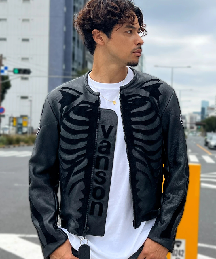 JACKROSE(ジャックローズ) |【VANSON×JACKROSE】BLACK BONE LEATHER JACKET(MENS)
