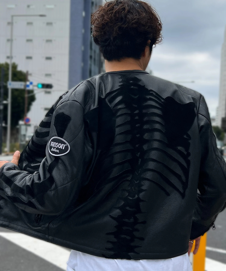 JACKROSE(ジャックローズ) |【VANSON×JACKROSE】BLACK BONE LEATHER JACKET(MENS)
