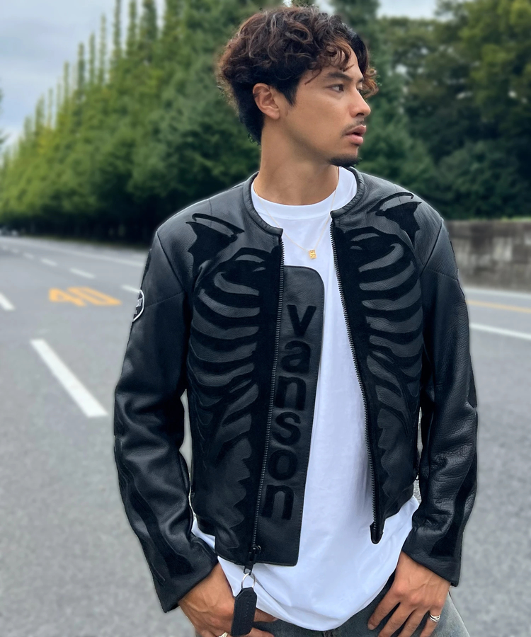 JACKROSE(ジャックローズ) |【VANSON×JACKROSE】BLACK BONE LEATHER JACKET(MENS)