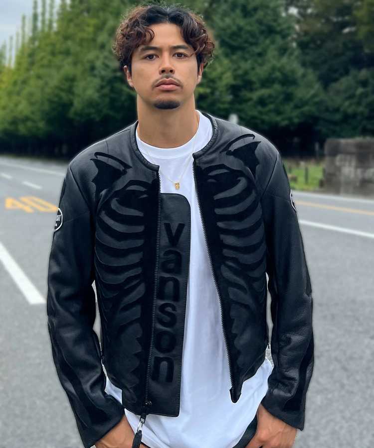 JACKROSE(ジャックローズ) |【VANSON×JACKROSE】BLACK BONE LEATHER JACKET(MENS)