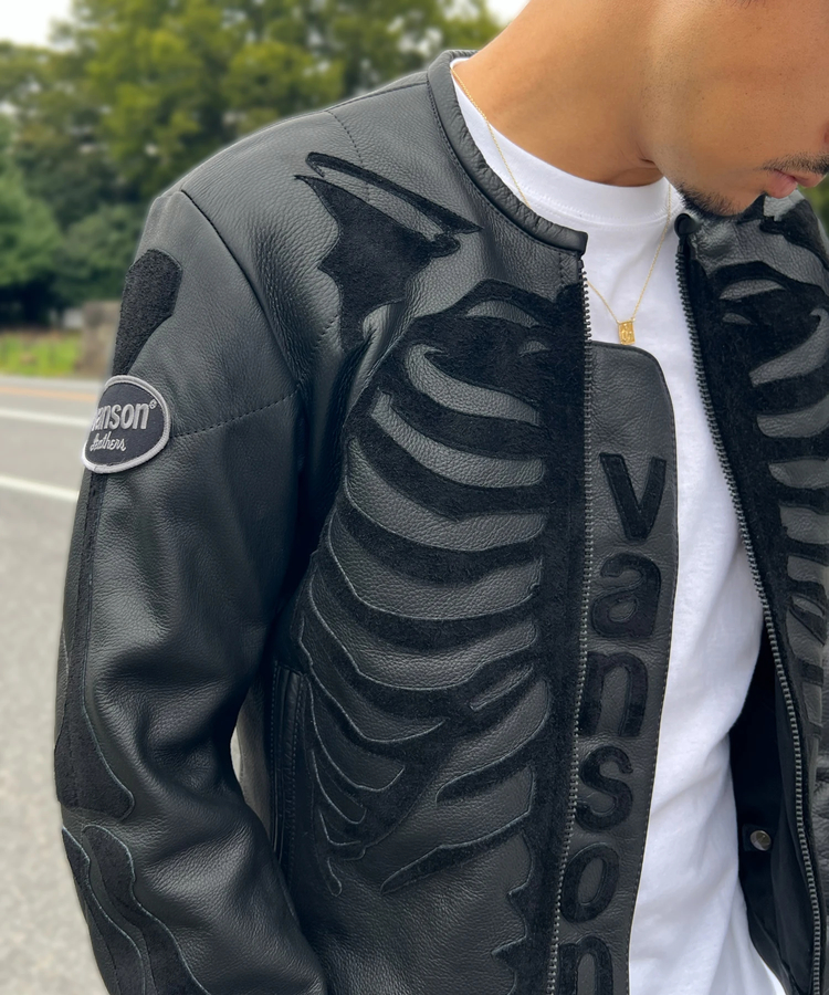 JACKROSE(ジャックローズ) |【VANSON×JACKROSE】BLACK BONE LEATHER JACKET(MENS)