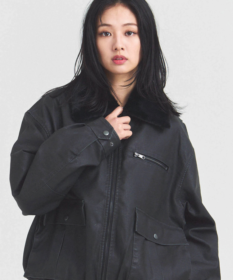 JACKROSE(ジャックローズ) |JE-ビンテージPU 衿ファー脱着フライトブルゾン(MENS)