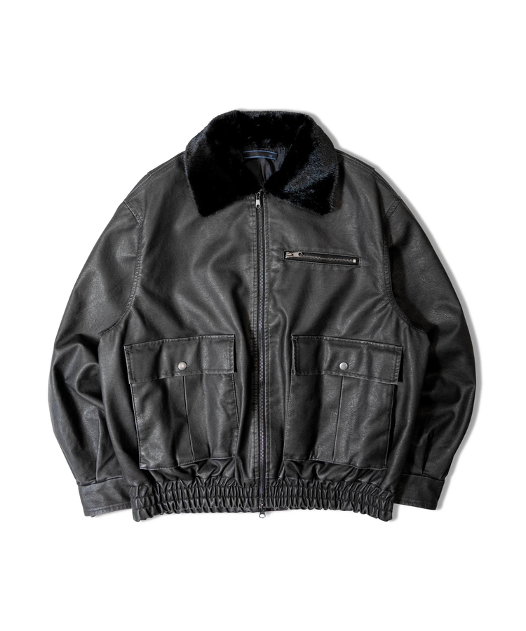 JACKROSE(ジャックローズ) |JE-ビンテージPU 衿ファー脱着フライトブルゾン(MENS)