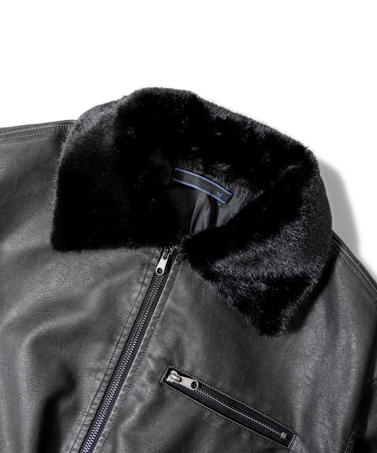 JACKROSE(ジャックローズ) |JE-ビンテージPU 衿ファー脱着フライトブルゾン(MENS)
