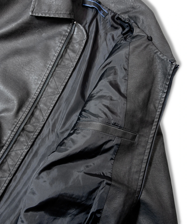 JACKROSE(ジャックローズ) |JE-ビンテージPU 衿ファー脱着フライトブルゾン(MENS)