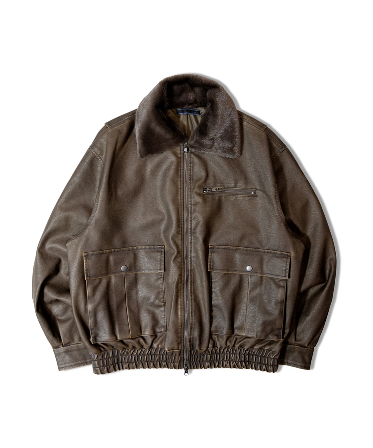 JACKROSE(ジャックローズ) |JE-ビンテージPU 衿ファー脱着フライトブルゾン(MENS)