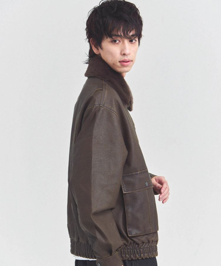 JACKROSE(ジャックローズ) |JE-ビンテージPU 衿ファー脱着フライトブルゾン(MENS)