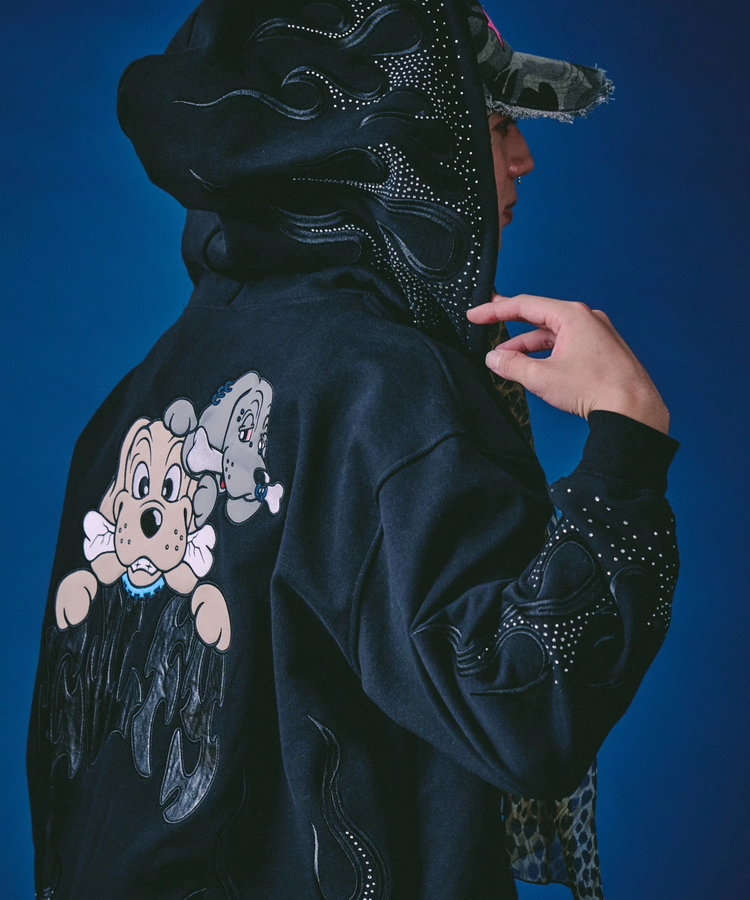 JIKO × 雀蜂　パーカー　サブカル　ほんわか GALFY/ガルフィー ファイヤーピカピカZIPパーカー(MENS)｜ファッション