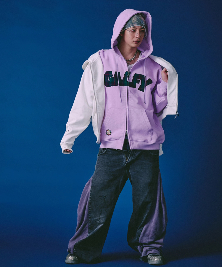 GALFY/ガルフィー ばーばの切り貼りリメイクパーカー(MENS