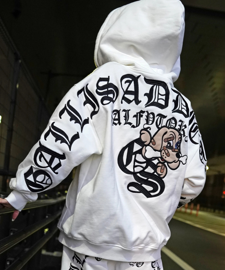 JACKROSE(ジャックローズ) |【GALFY×GALLIS ADDICTION】安心の背中ロゴのジップパーカー(MENS)