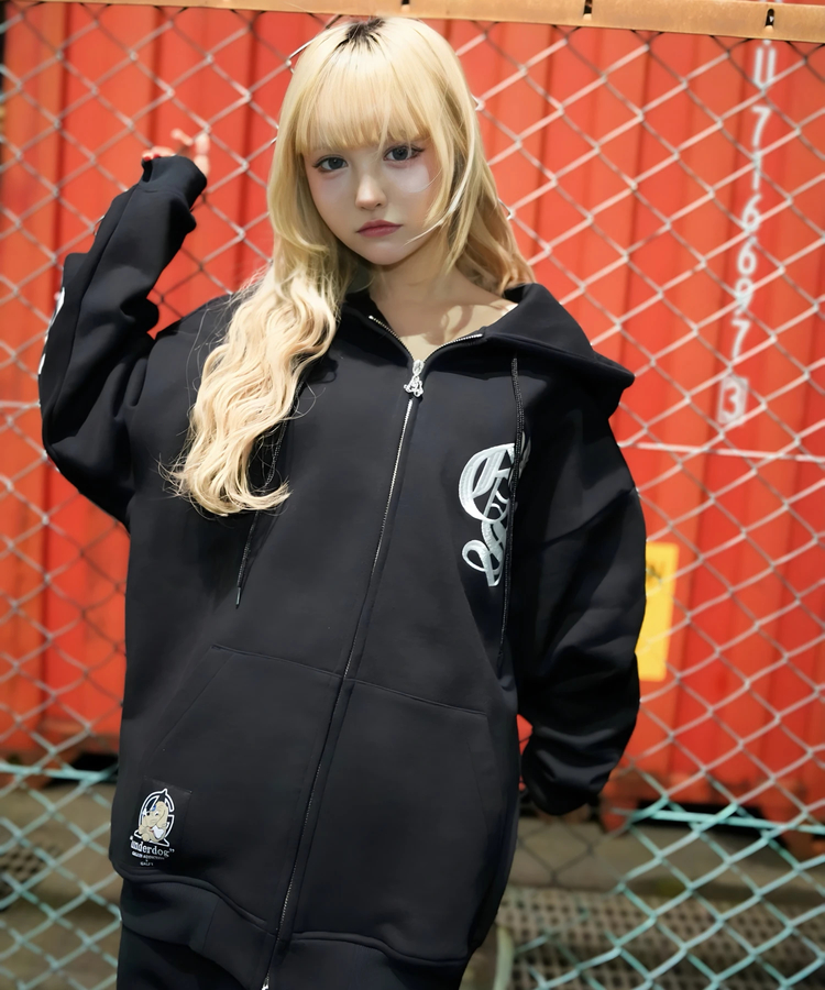 JACKROSE(ジャックローズ) |【GALFY×GALLIS ADDICTION】安心の背中ロゴのジップパーカー(MENS)