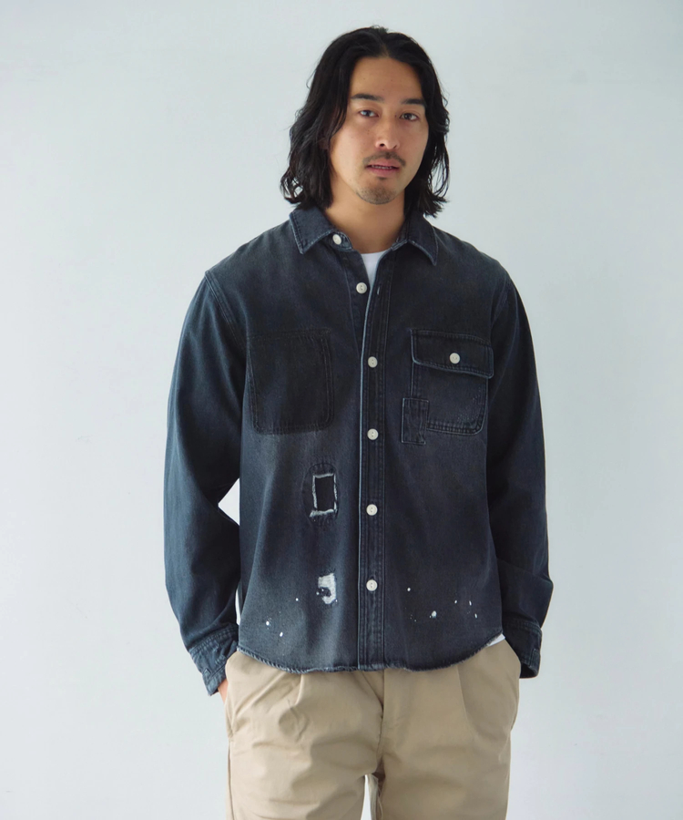 JACKROSE(ジャックローズ) |ALCARZA/アルカーザ ダメージデニムシャツ LS(MENS)