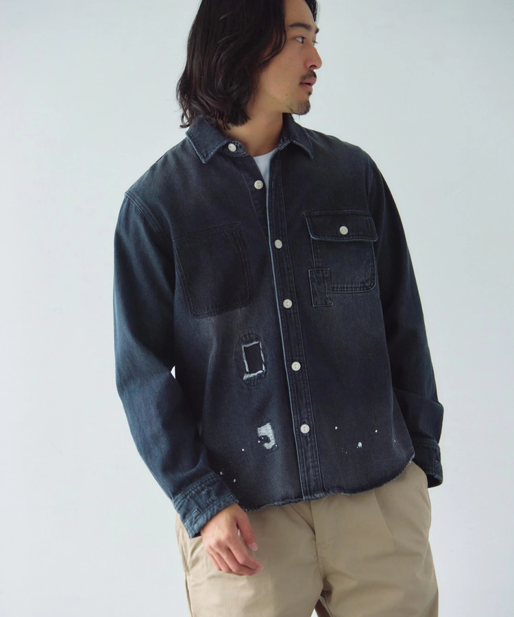 JACKROSE(ジャックローズ) |ALCARZA/アルカーザ ダメージデニムシャツ LS(MENS)