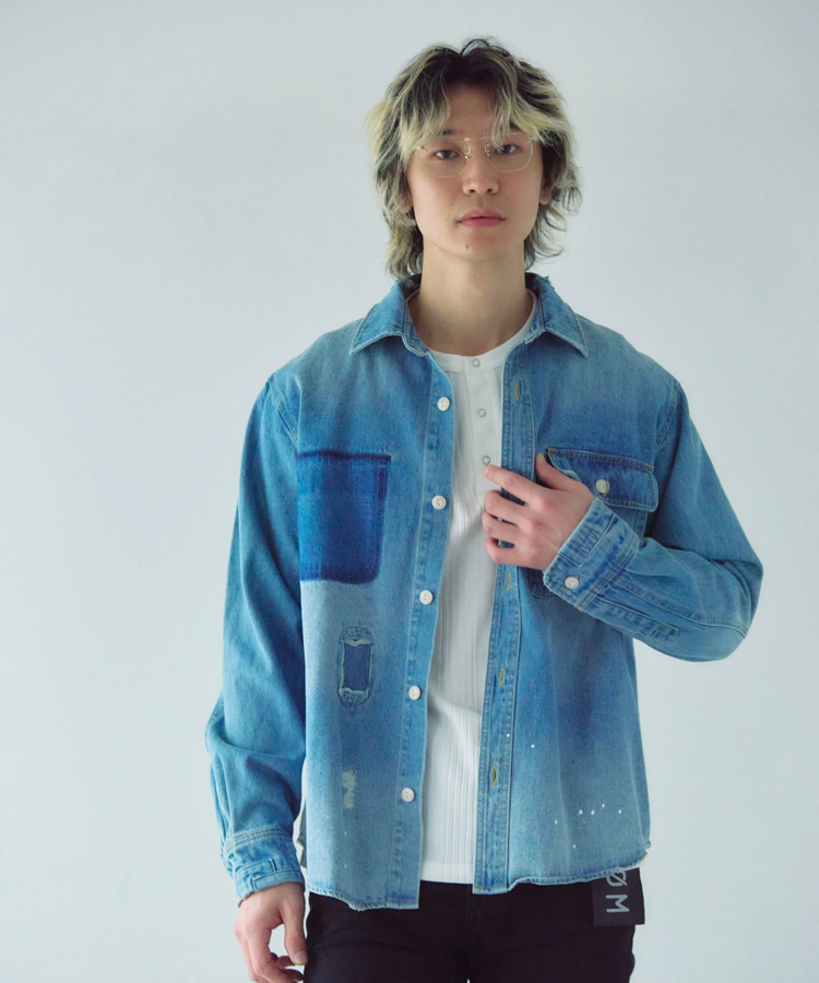 JACKROSE(ジャックローズ) |ALCARZA/アルカーザ ダメージデニムシャツ LS(MENS)