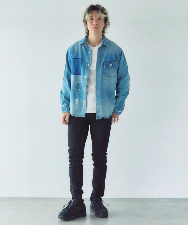 JACKROSE(ジャックローズ) |ALCARZA/アルカーザ ダメージデニムシャツ LS(MENS)