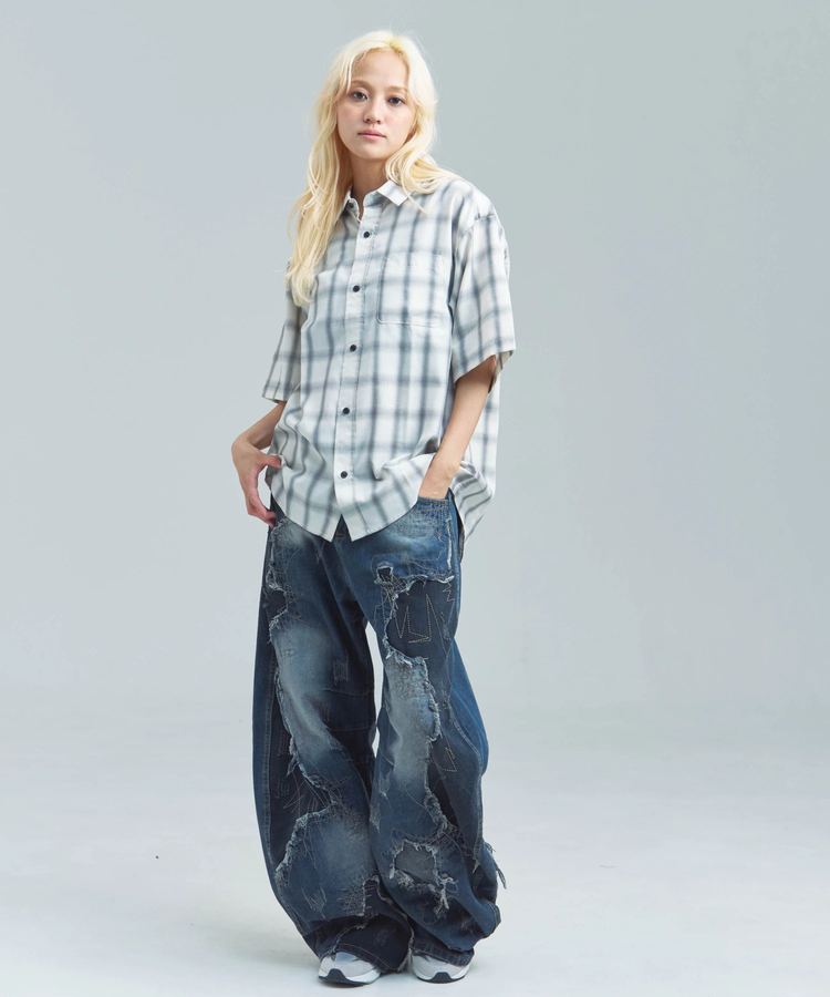 JACKROSE(ジャックローズ) |CIAO/チャオ オンブレチェック半袖シャツ(MENS)