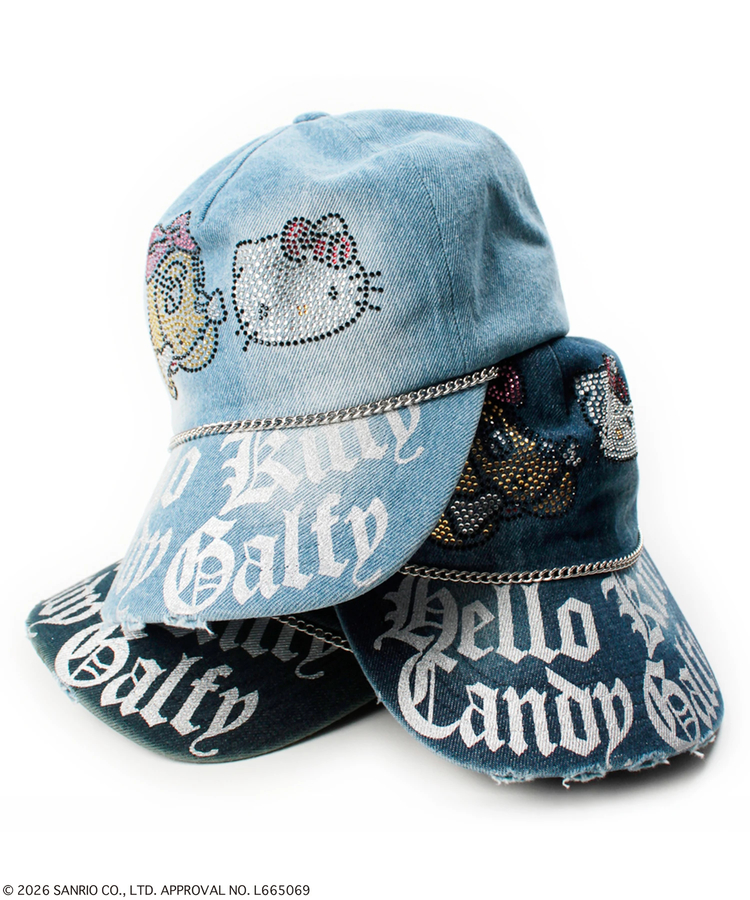 JACKROSE(ジャックローズ) |GALFY×HELLO KITTY/ガルフィー×ハローキティ キラキラデニムキャップ