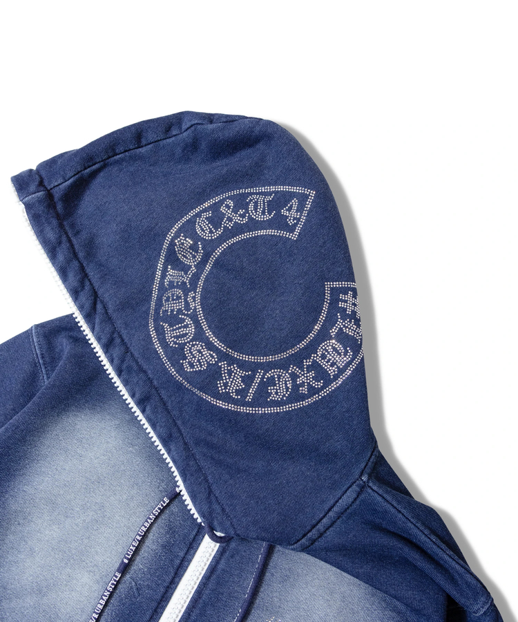 JACKROSE(ジャックローズ) |LUXE/R /ラグジュ 46231-ラインストーン・カットデニム・ZIPパーカー(MENS)