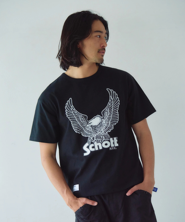 JACKROSE(ジャックローズ) |Schott/ショット 短丈 GLITTER EAGLE COMPACT SS T-SHIRT(MENS)