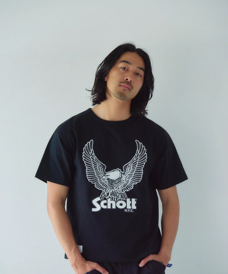 JACKROSE(ジャックローズ) |Schott/ショット 短丈 GLITTER EAGLE COMPACT SS T-SHIRT(MENS)