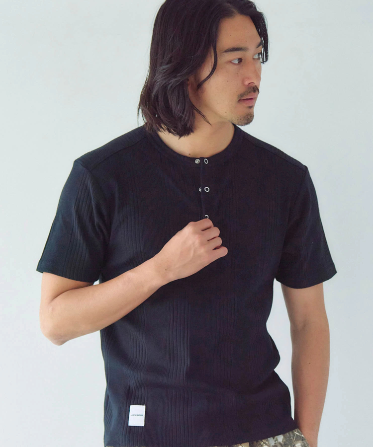 JACKROSE(ジャックローズ) |JE-ランダムテレコ ヘンリーネック SSTEE(MENS)