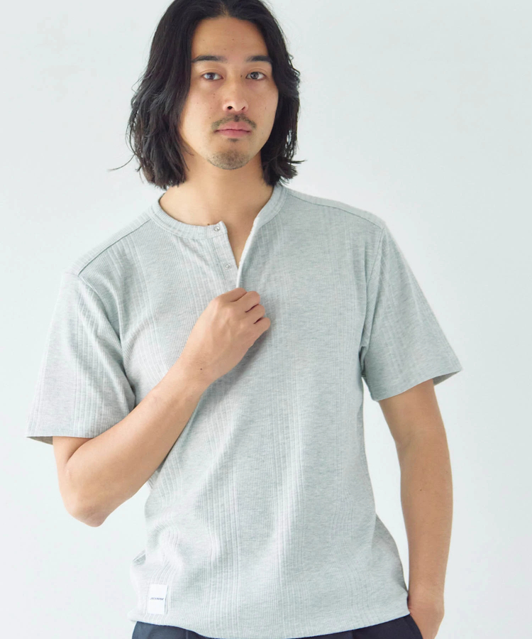 JACKROSE(ジャックローズ) |JE-ランダムテレコ ヘンリーネック SSTEE(MENS)