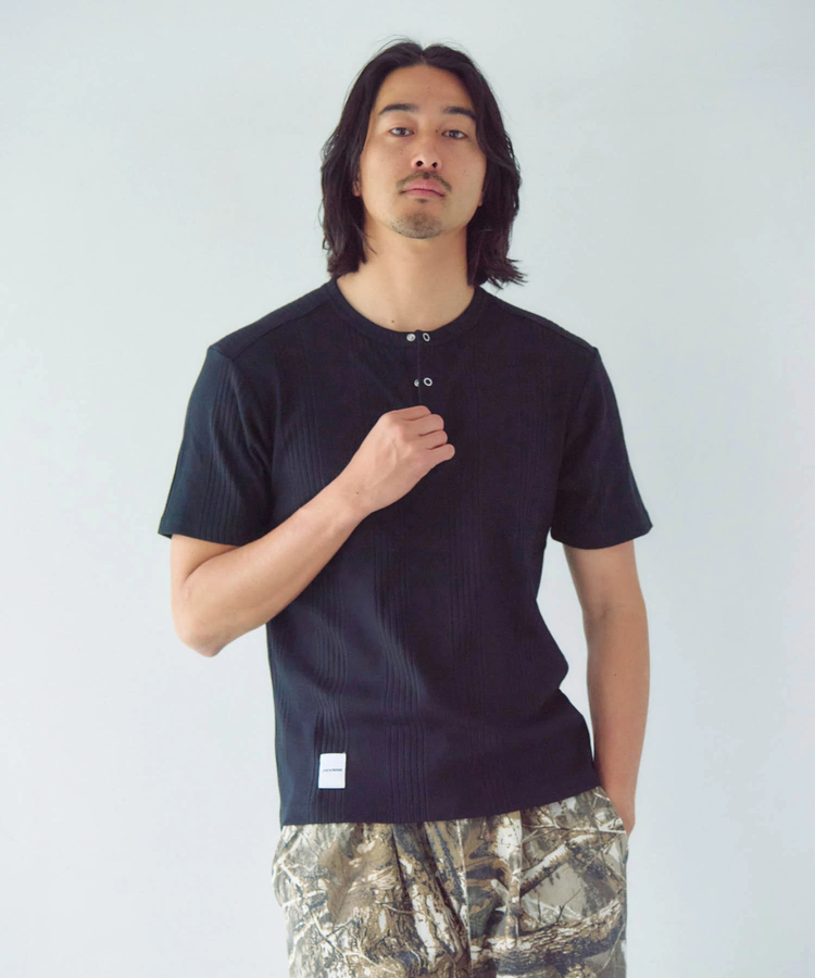 JACKROSE(ジャックローズ) |JE-ランダムテレコ ヘンリーネック SSTEE(MENS)