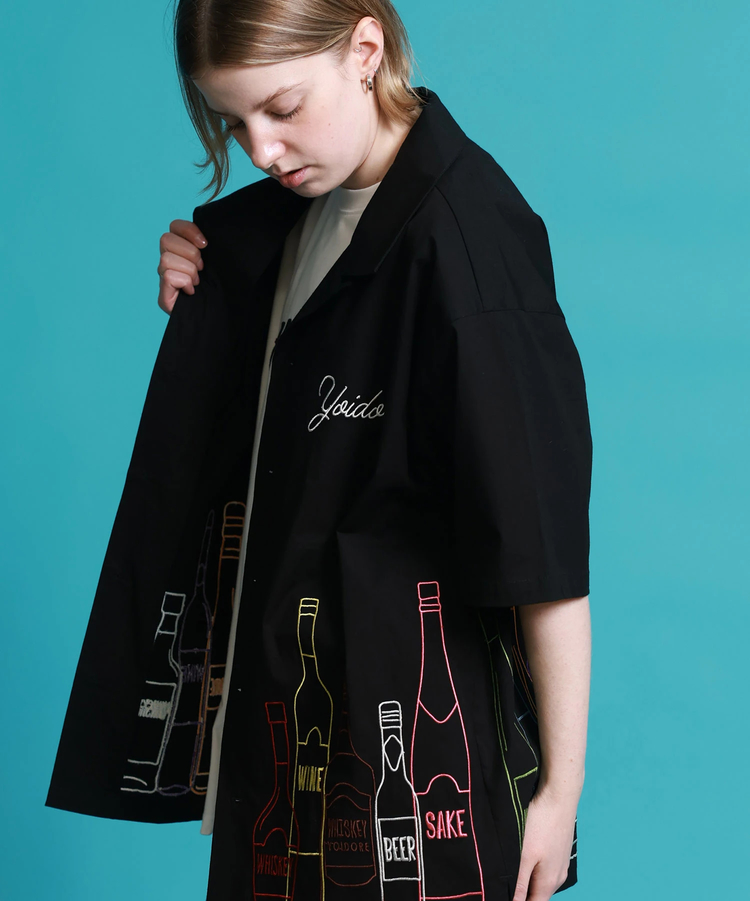 JACKROSE(ジャックローズ) |YOIDORE/酔いどれ 酒ボトル 刺繍SSシャツ(MENS)