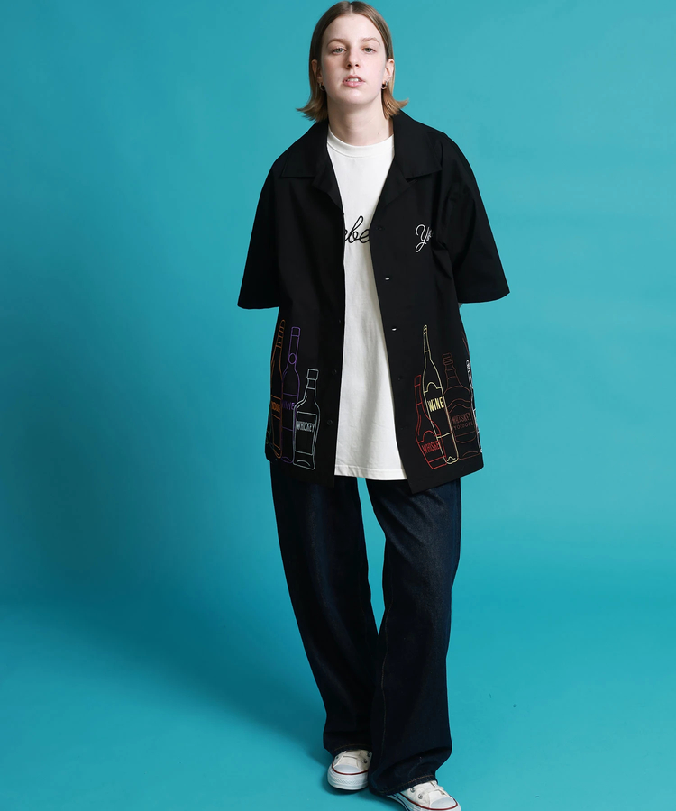 JACKROSE(ジャックローズ) |YOIDORE/酔いどれ 酒ボトル 刺繍SSシャツ(MENS)