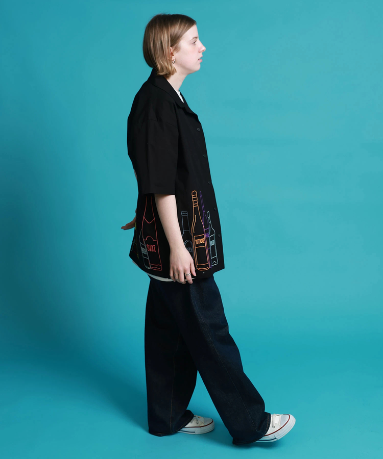 JACKROSE(ジャックローズ) |YOIDORE/酔いどれ 酒ボトル 刺繍SSシャツ(MENS)