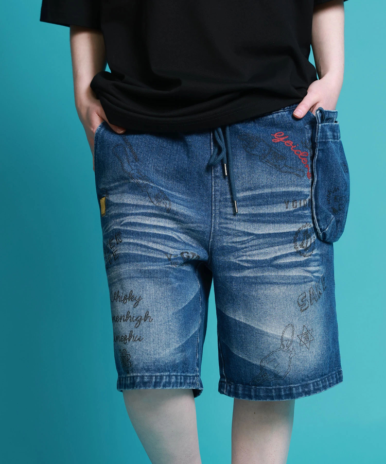 JACKROSE(ジャックローズ) |YOIDORE/酔いどれ 落書き ポーチバッグ ショートパンツ(MENS)