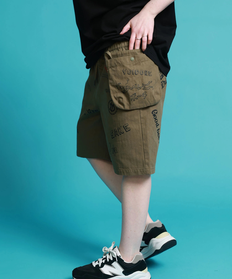 JACKROSE(ジャックローズ) |YOIDORE/酔いどれ 落書き ポーチバッグ ショートパンツ(MENS)