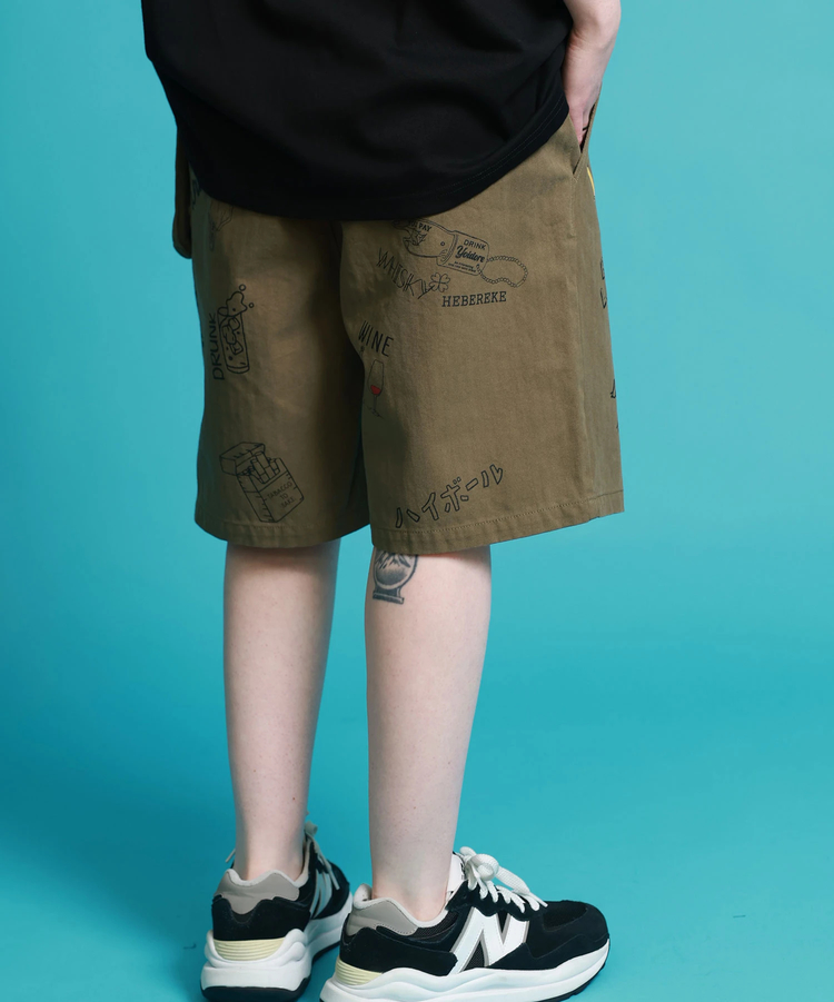 JACKROSE(ジャックローズ) |YOIDORE/酔いどれ 落書き ポーチバッグ ショートパンツ(MENS)