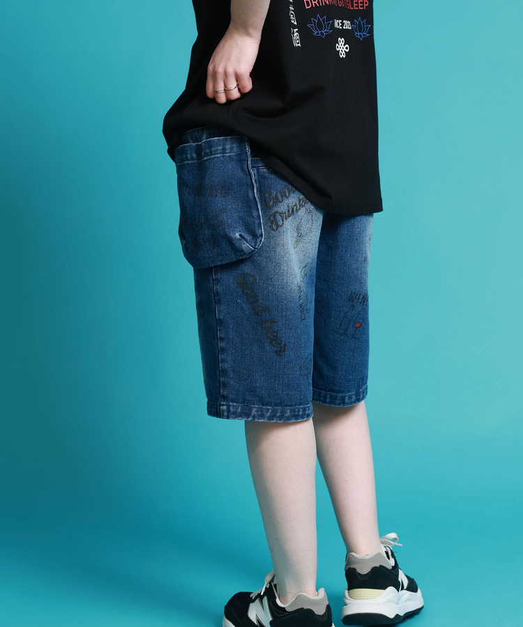 JACKROSE(ジャックローズ) |YOIDORE/酔いどれ 落書き ポーチバッグ ショートパンツ(MENS)