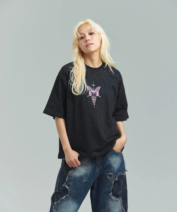 JACKROSE(ジャックローズ) |GA Glitter Butterfly 刺繍 SS Tee(MENS)