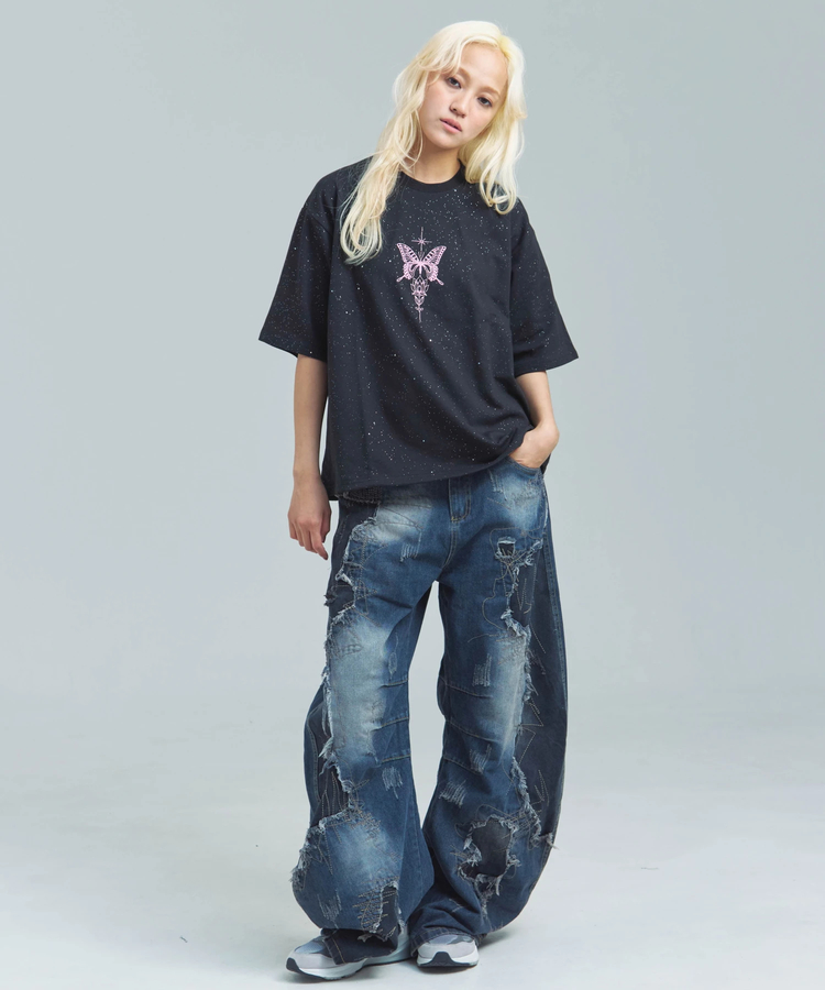 JACKROSE(ジャックローズ) |GA Glitter Butterfly 刺繍 SS Tee(MENS)