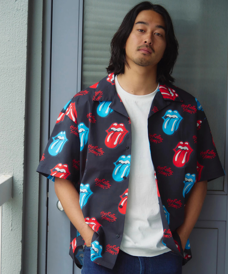 JACKROSE(ジャックローズ) |【The Rolling Stones×JACKROSE】 総柄･リップス&タン SSシャツ(MENS)