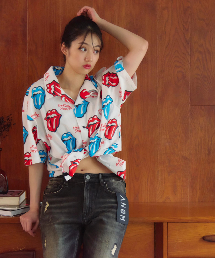 JACKROSE(ジャックローズ) |【The Rolling Stones×JACKROSE】 総柄･リップス&タン SSシャツ(MENS)