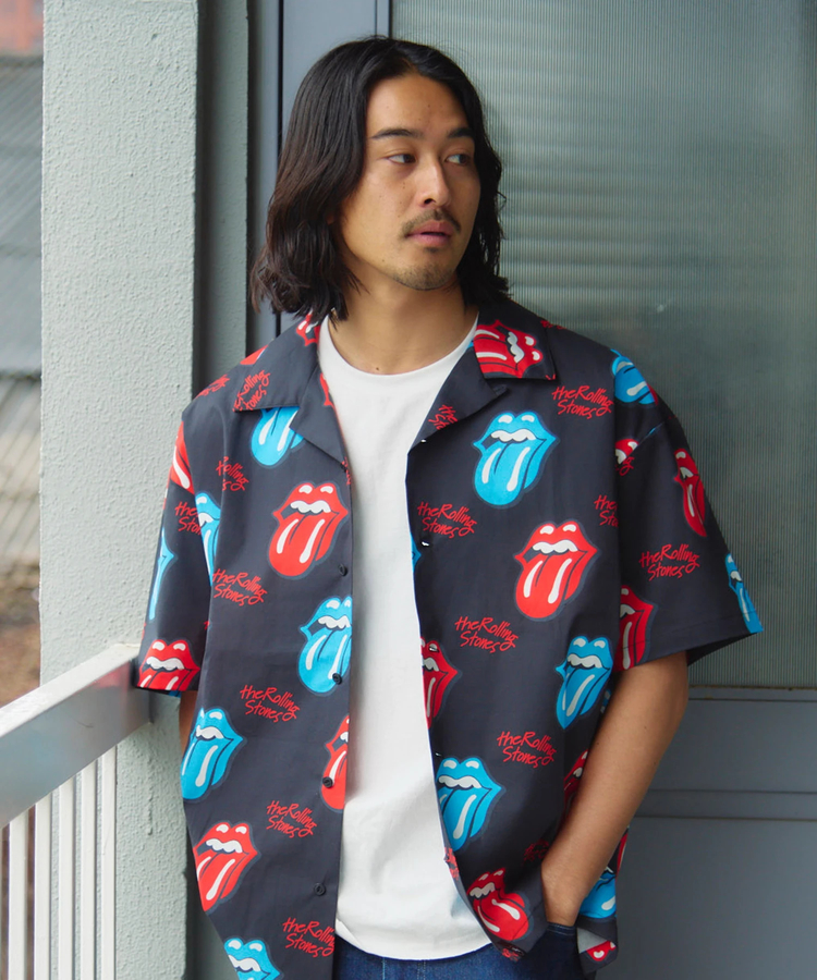 JACKROSE(ジャックローズ) |【The Rolling Stones×JACKROSE】 総柄･リップス&タン SSシャツ(MENS)