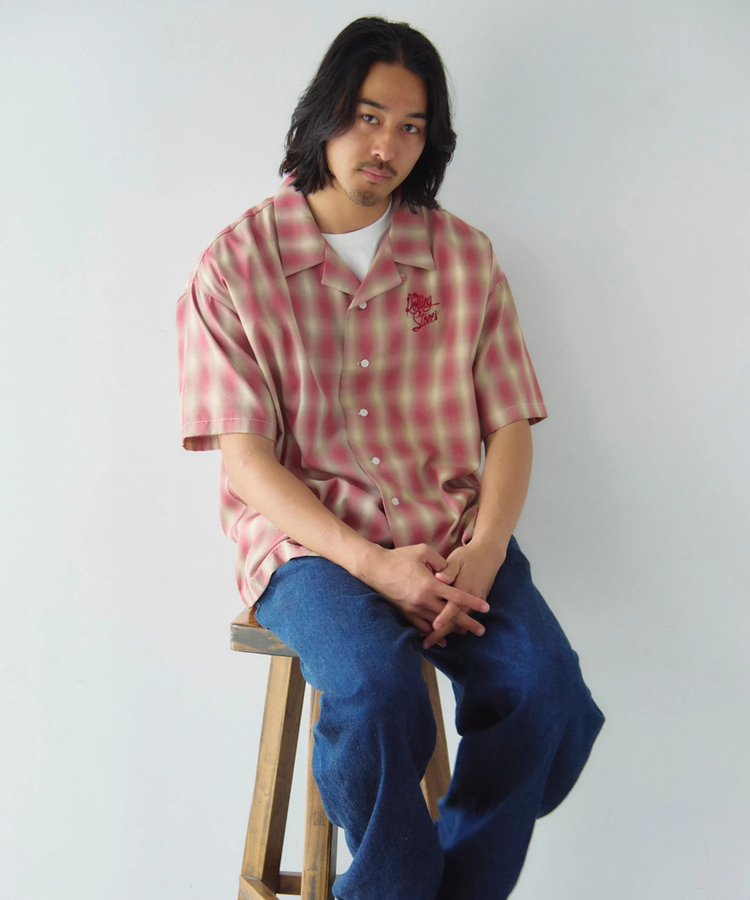 JACKROSE(ジャックローズ) |【The Rolling Stones×JACKROSE】 ヴィンテージ加工･チェックSSシャツ(短丈)(MENS)