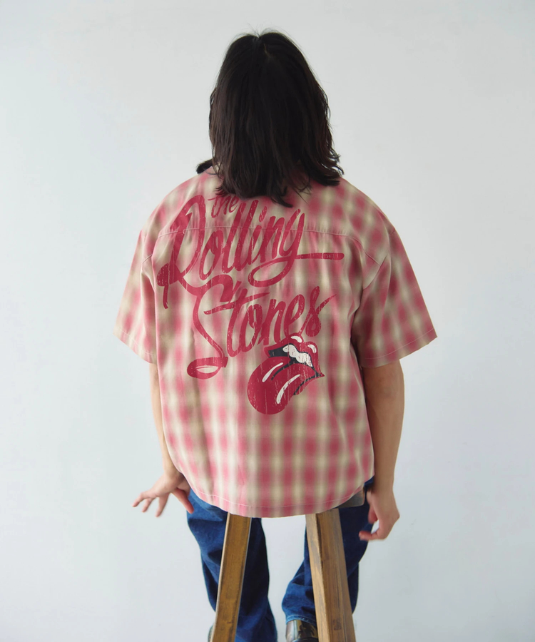 JACKROSE(ジャックローズ) |【The Rolling Stones×JACKROSE】 ヴィンテージ加工･チェックSSシャツ(短丈)(MENS)