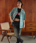 JACKROSE(ジャックローズ) |【The Rolling Stones×JACKROSE】 ヴィンテージ加工･チェックSSシャツ(短丈)(MENS)