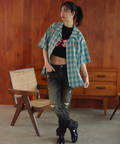 JACKROSE(ジャックローズ) |【The Rolling Stones×JACKROSE】 ヴィンテージ加工･チェックSSシャツ(短丈)(MENS)