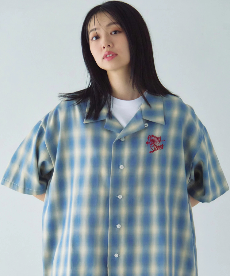 JACKROSE(ジャックローズ) |【The Rolling Stones×JACKROSE】 ヴィンテージ加工･チェックSSシャツ(短丈)(MENS)